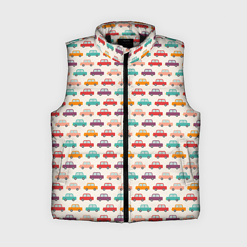 Женский жилет Цветные машинки паттерн / 3D-Черный – фото 1
