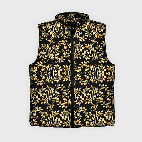 Женский жилет Народная русская роспись - позолота паттерн / 3D-Черный – фото 1