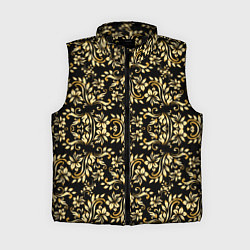 Женский жилет Народная русская роспись - позолота паттерн, цвет: 3D-черный