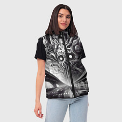 Женский жилет Art skull in metropolis - ai art fantasy, цвет: 3D-черный — фото 2