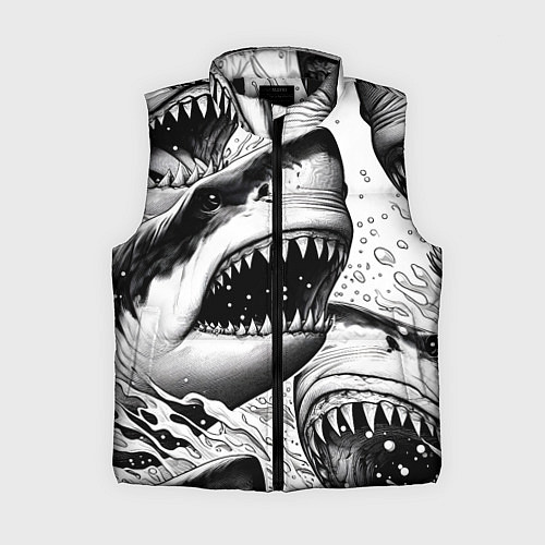 Женский жилет Белая акула - стая / 3D-Черный – фото 1