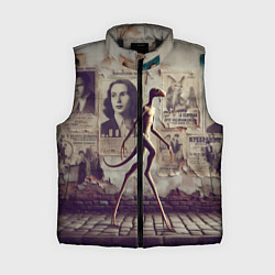 Женский жилет Пришелец идёт вдоль стены с рваными афишами, цвет: 3D-черный