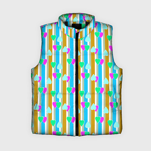 Женский жилет Полосатый с сердечками ретро в горошек / 3D-Черный – фото 1