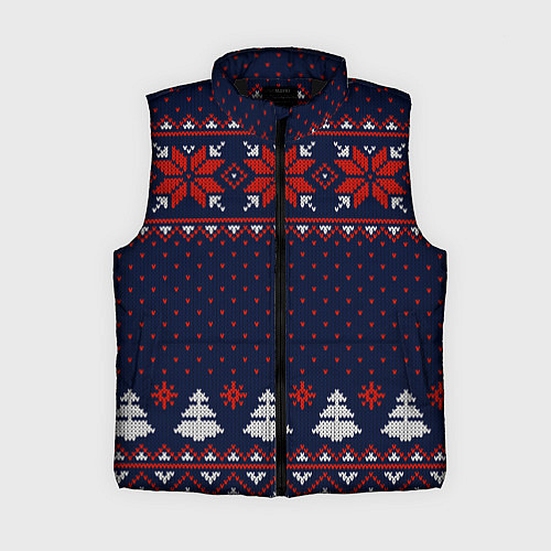 Женский жилет Новогодний вязаный узор / 3D-Черный – фото 1