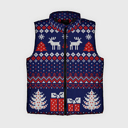 Женский жилет Новогодний вязаный паттерн, цвет: 3D-черный