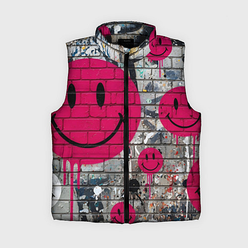 Женский жилет Розовые смайлы граффити / 3D-Черный – фото 1