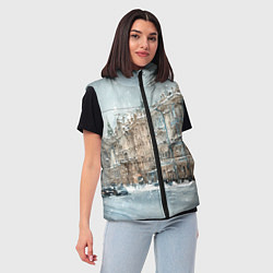 Женский жилет Снежный день в Санкт-Петербурге, цвет: 3D-черный — фото 2