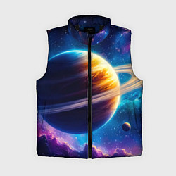 Женский жилет Сатурн в объятиях Вселенной, цвет: 3D-черный