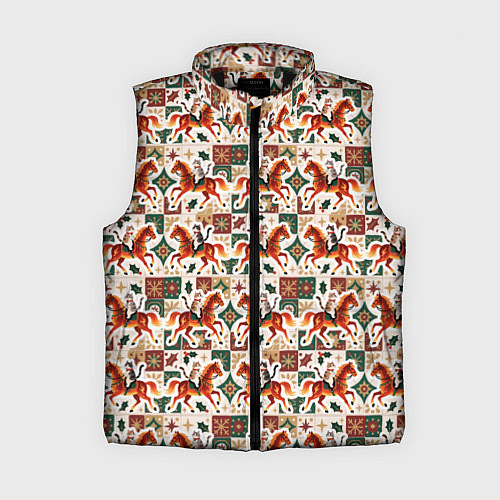 Женский жилет Винтажные коты всадники на лошади / 3D-Черный – фото 1