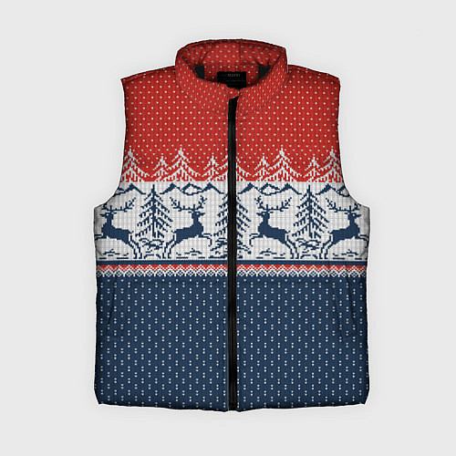 Женский жилет Вязаный узор с оленями / 3D-Черный – фото 1