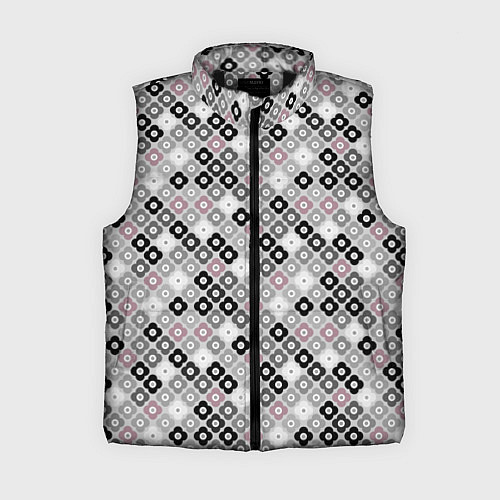 Женский жилет Цветочный серо-розовый узор ретро / 3D-Черный – фото 1