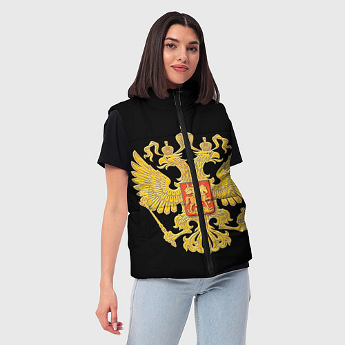 Женский жилет Герб России: золото / 3D-Красный – фото 3