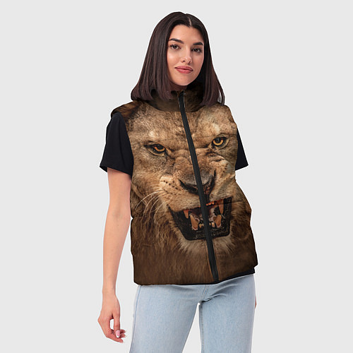 Женский жилет Взгляд льва / 3D-Красный – фото 3