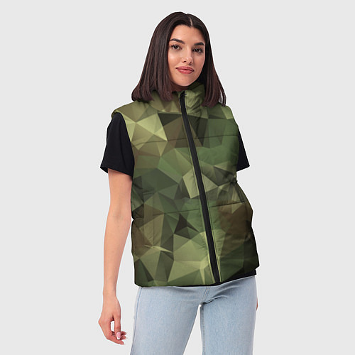 Женский жилет Полигональный камуфляж / 3D-Красный – фото 3