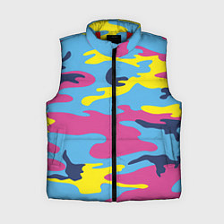 Женский жилет Камуфляж: голубой/розовый/желтый