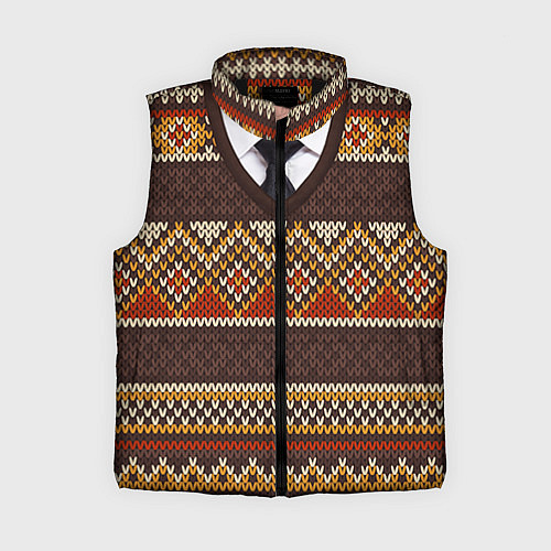 Женский жилет Зимний узор с галстуком / 3D-Черный – фото 1