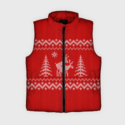 Женский жилет Олени под елками, цвет: 3D-красный