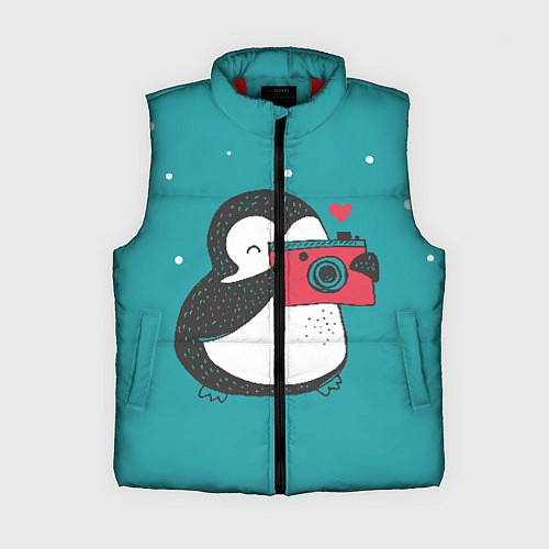 Женский жилет Пингвин с фотоаппаратом / 3D-Красный – фото 1