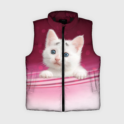 Женский жилет Белый котёнок / 3D-Черный – фото 1