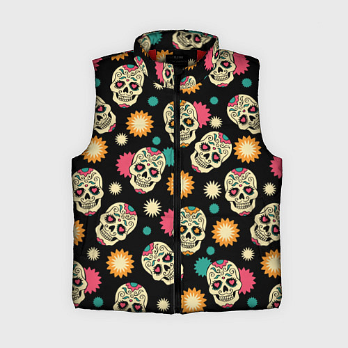 Женский жилет День мертвецов - черепа / 3D-Красный – фото 1