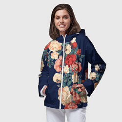 Ветровка с капюшоном женская Fashion flowers, цвет: 3D-белый — фото 2