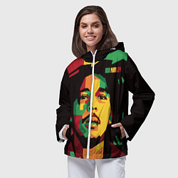 Ветровка с капюшоном женская Боб Марли, цвет: 3D-белый — фото 2