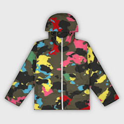 Ветровка с капюшоном женская Цветной камуфляж, цвет: 3D-белый