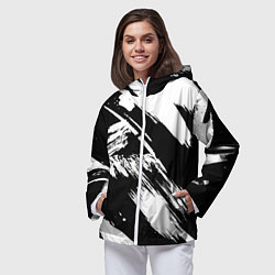 Ветровка с капюшоном женская Чёрно-белый, цвет: 3D-белый — фото 2