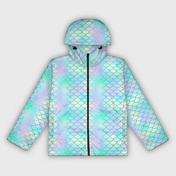 Ветровка с капюшоном женская Голубая чешуя, цвет: 3D-черный