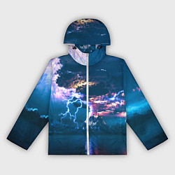 Ветровка с капюшоном женская Извержение вулкана, цвет: 3D-белый