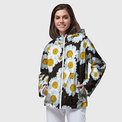 Ветровка с капюшоном женская Аромашки, цвет: 3D-белый — фото 2