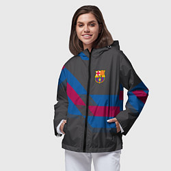Ветровка с капюшоном женская Barcelona FC: Dark style, цвет: 3D-черный — фото 2