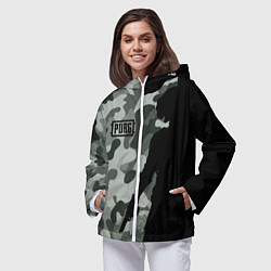 Ветровка с капюшоном женская PUBG: Camo Shadow, цвет: 3D-белый — фото 2