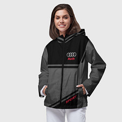 Ветровка с капюшоном женская Audi: Crey & Black, цвет: 3D-черный — фото 2