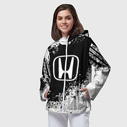 Ветровка с капюшоном женская Honda: Black Spray, цвет: 3D-белый — фото 2