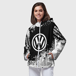 Ветровка с капюшоном женская Volkswagen: Black Spray, цвет: 3D-белый — фото 2