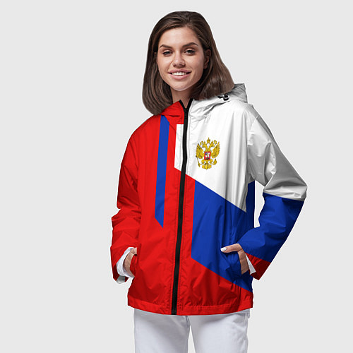 Женская ветровка Russia: Geometry Tricolor / 3D-Черный – фото 3