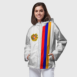 Ветровка с капюшоном женская I Love Armenia, цвет: 3D-белый — фото 2