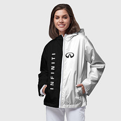 Ветровка с капюшоном женская Infiniti: Black & White, цвет: 3D-белый — фото 2
