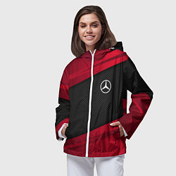 Ветровка с капюшоном женская Mercedes Benz: Red Sport, цвет: 3D-белый — фото 2