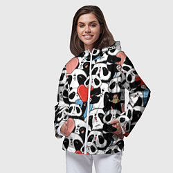 Ветровка с капюшоном женская Милые панды, цвет: 3D-белый — фото 2