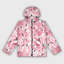Ветровка с капюшоном женская Розовый фламинго, цвет: 3D-черный