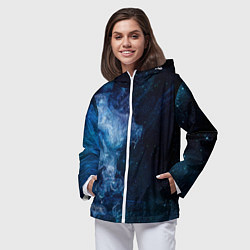 Ветровка с капюшоном женская Синий космос, цвет: 3D-белый — фото 2