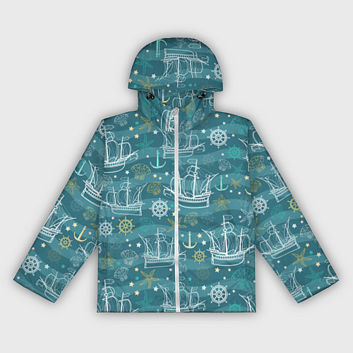 Женская ветровка Парусники в море - паттерн / 3D-Белый – фото 1