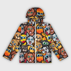 Ветровка с капюшоном женская Веселые собаки, цвет: 3D-белый