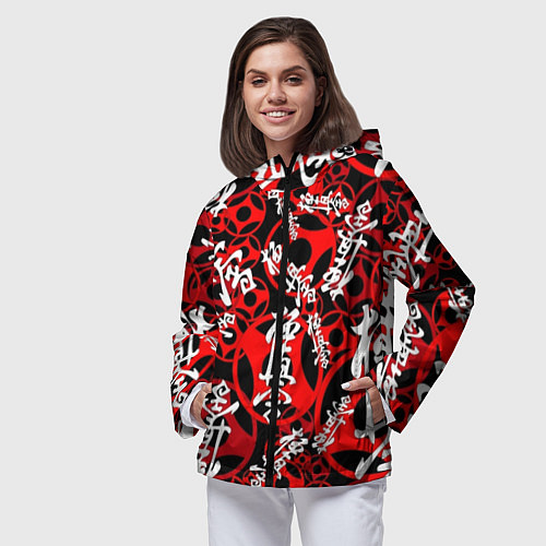 Женская ветровка Каратэ киокушинкай паттерн / 3D-Черный – фото 3