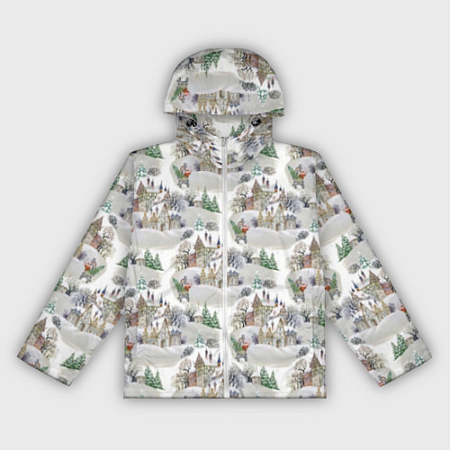 Женская ветровка Рождественский пейзаж - паттерн / 3D-Белый – фото 1