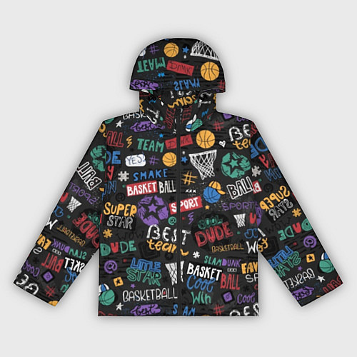 Женская ветровка Баскетбол коллаж / 3D-Черный – фото 1