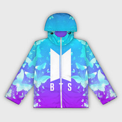 Ветровка с капюшоном женская BTS: Violet Butterflies, цвет: 3D-белый