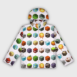 Ветровка с капюшоном женская Minecraft Cubes, цвет: 3D-белый